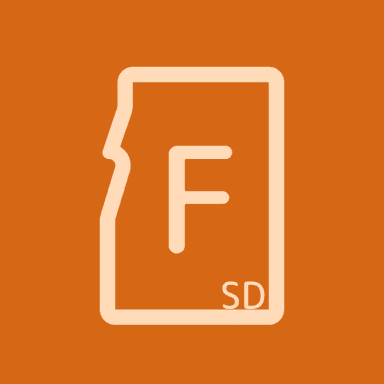 Минималистичный логотип проекта в оранжевых оттенках: SD-карта с буквой «F» по середине, обведённая в бежевый контур.